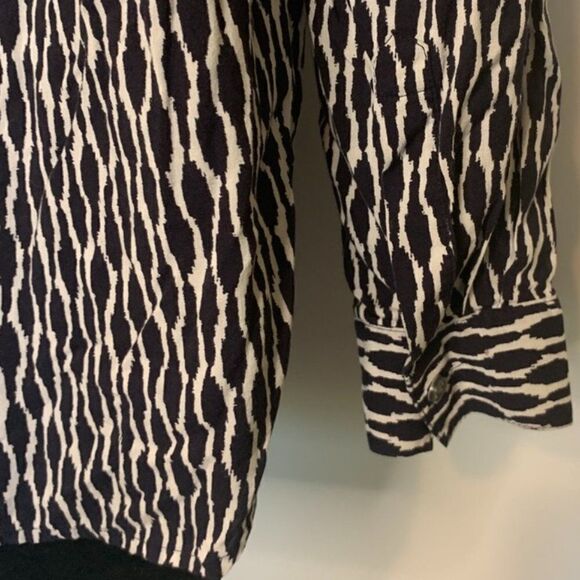 LOFT Collarless 1/4 Button Long Sleeve Blouse - Picture 7 of 9